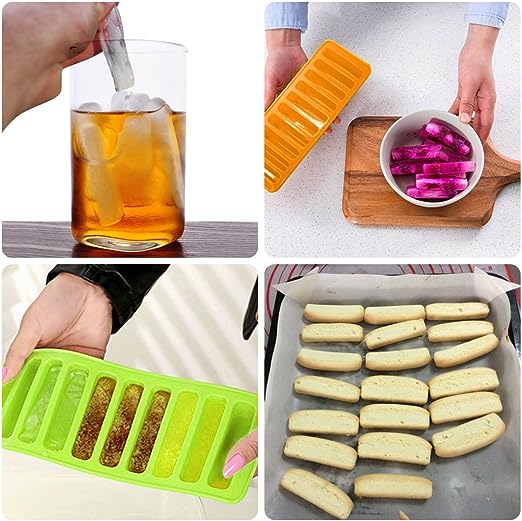 10 Grids Push Popsicle Out Cylinder Silicone Stick Shape Ice Tray