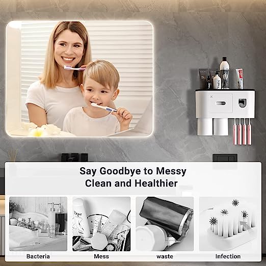 Toothbrush Holder Wall Mounted Automatic Toothpaste Squeezer