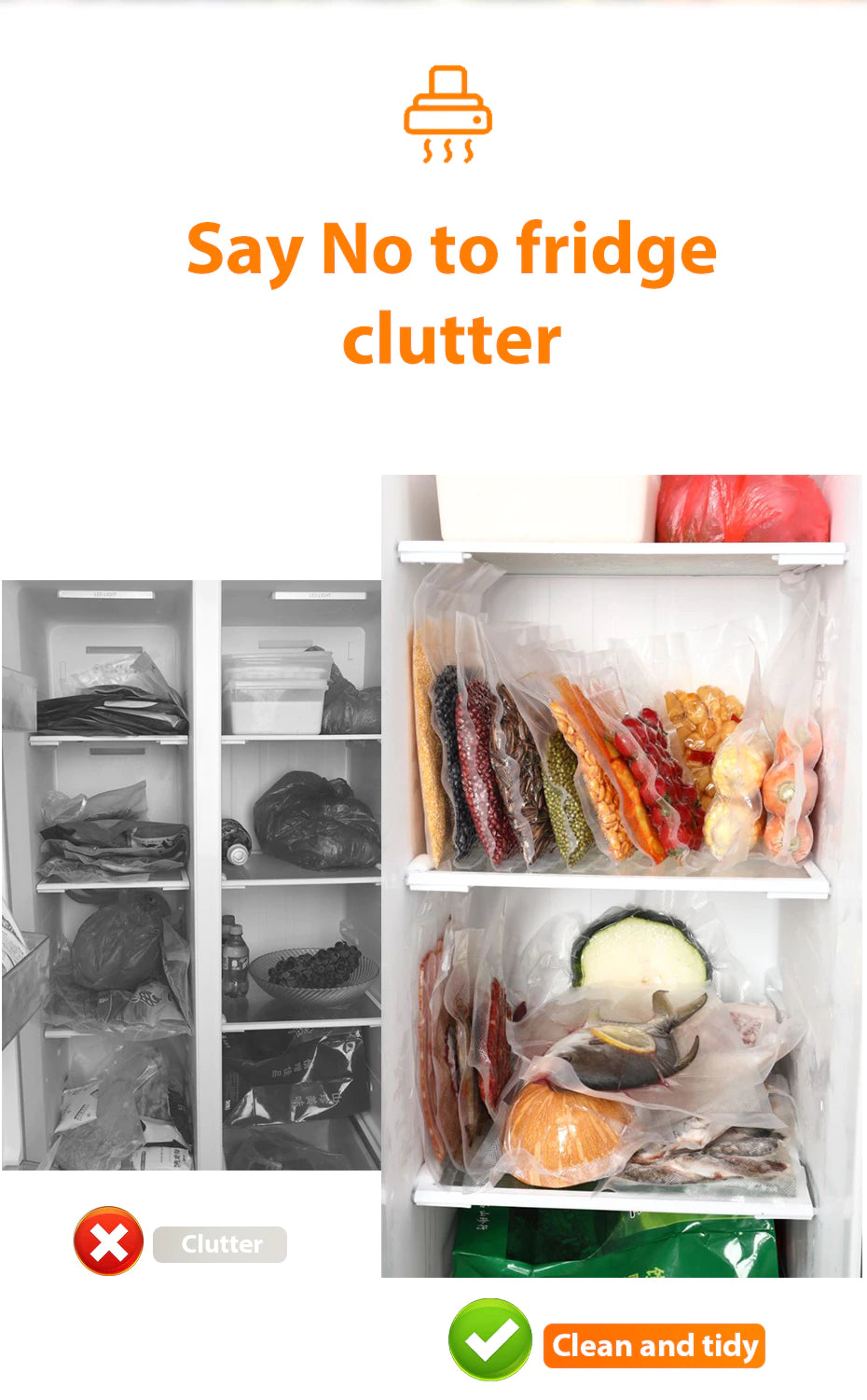 Food Vacuum Sealer 220V Automatic Vacuum Packaging Machine With 10/50pcs Package Bags