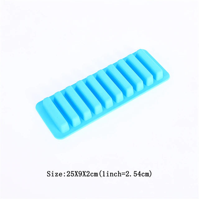 10 Grids Push Popsicle Out Cylinder Silicone Stick Shape Ice Tray