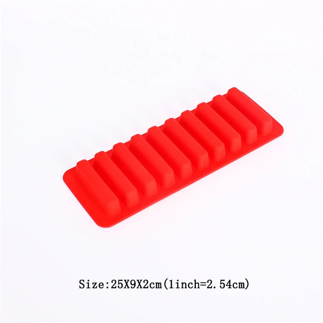 10 Grids Push Popsicle Out Cylinder Silicone Stick Shape Ice Tray