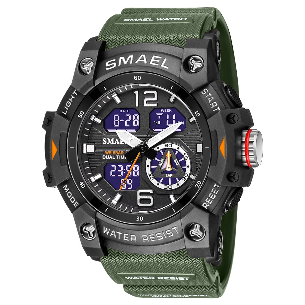 SMAEL Men's Military Sports Watch 8007 Waterproof Digital Quartz Wristwatches