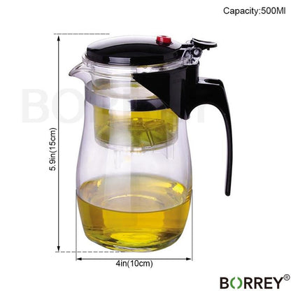 BORREY Borosilicate Heat Resistant Glass Teapot Kettle