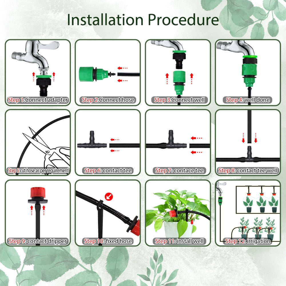 25/50M Automatic Garden Drip Irrigation Watering System with PVC Hose Pipe