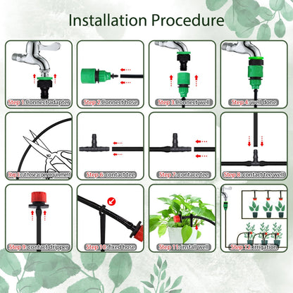 25/50M Automatic Garden Drip Irrigation Watering System with PVC Hose Pipe