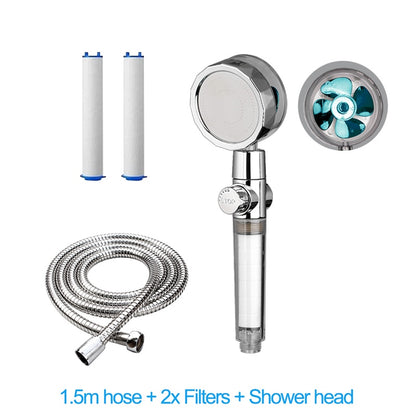 ZhangJi New Propeller Driven High Pressure Handheld Shower with 1.5m Hose