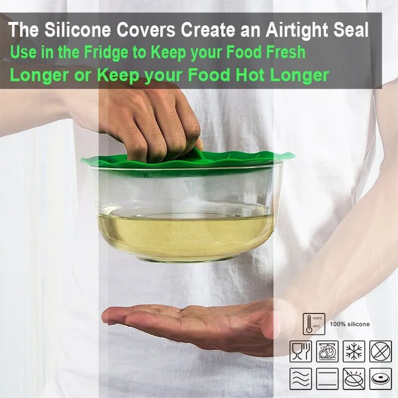 5pcs Silicone Lids and Microwave Bowl Cover