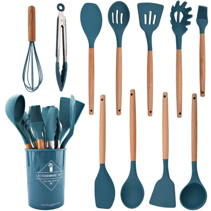 Heat Resistant Silicone Kitchenware Cooking Utensils 12pcs Set With Box