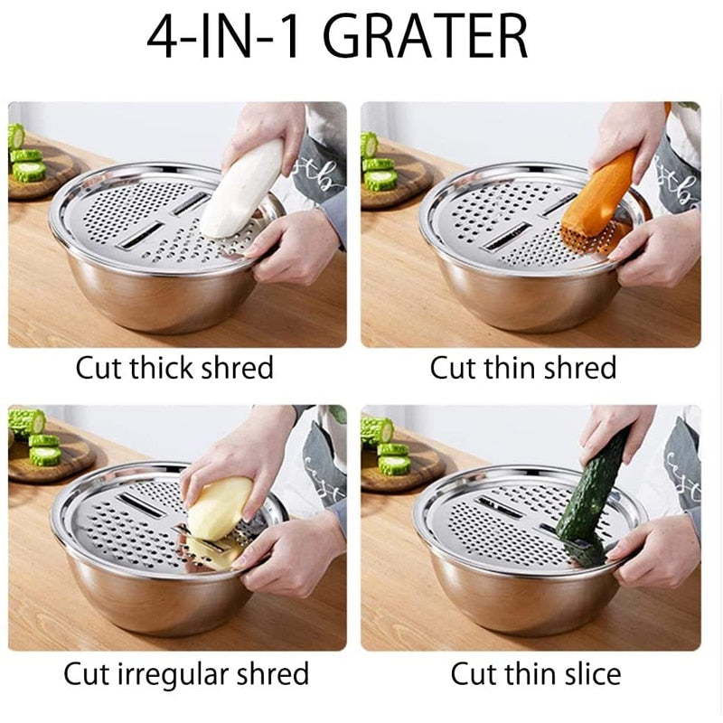 3 In 1 Vegetable Cutter, Drain Basket & Salad Maker