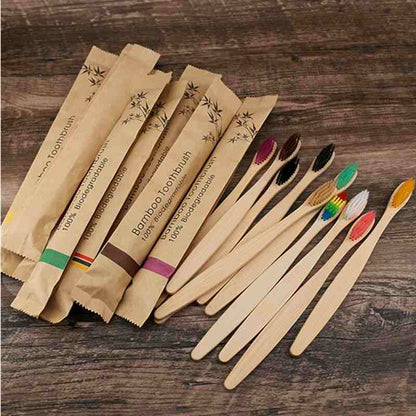 10pcs Eco-Friendly Biodegradable Toothbrushes Plastic FREE