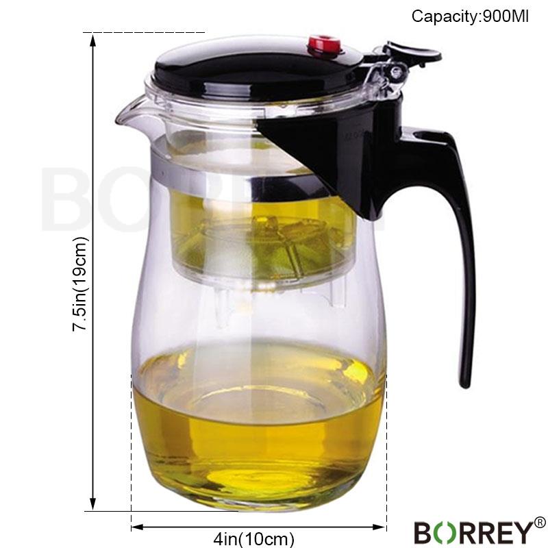 BORREY Borosilicate Heat Resistant Glass Teapot Kettle