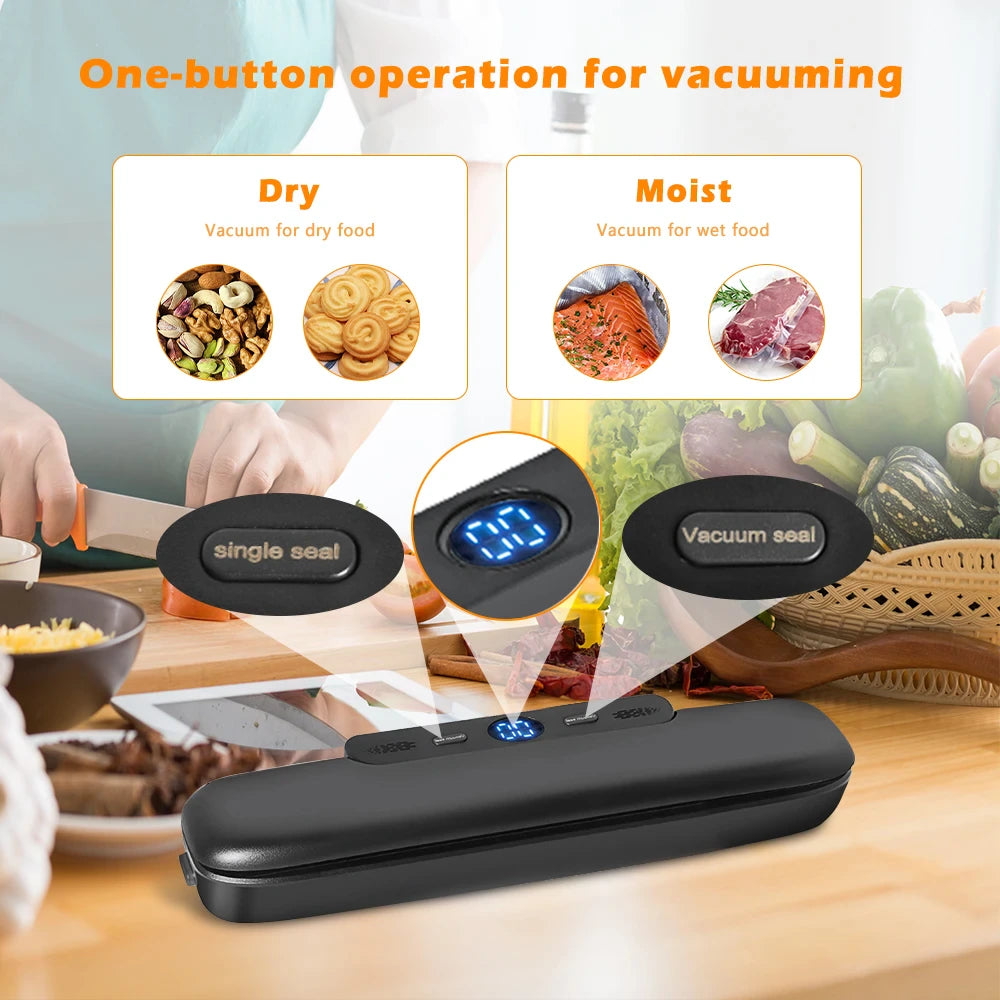 Food Vacuum Sealer 220V Automatic Vacuum Packaging Machine With 10/50pcs Package Bags