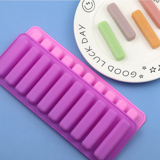 10 Grids Push Popsicle Out Cylinder Silicone Stick Shape Ice Tray