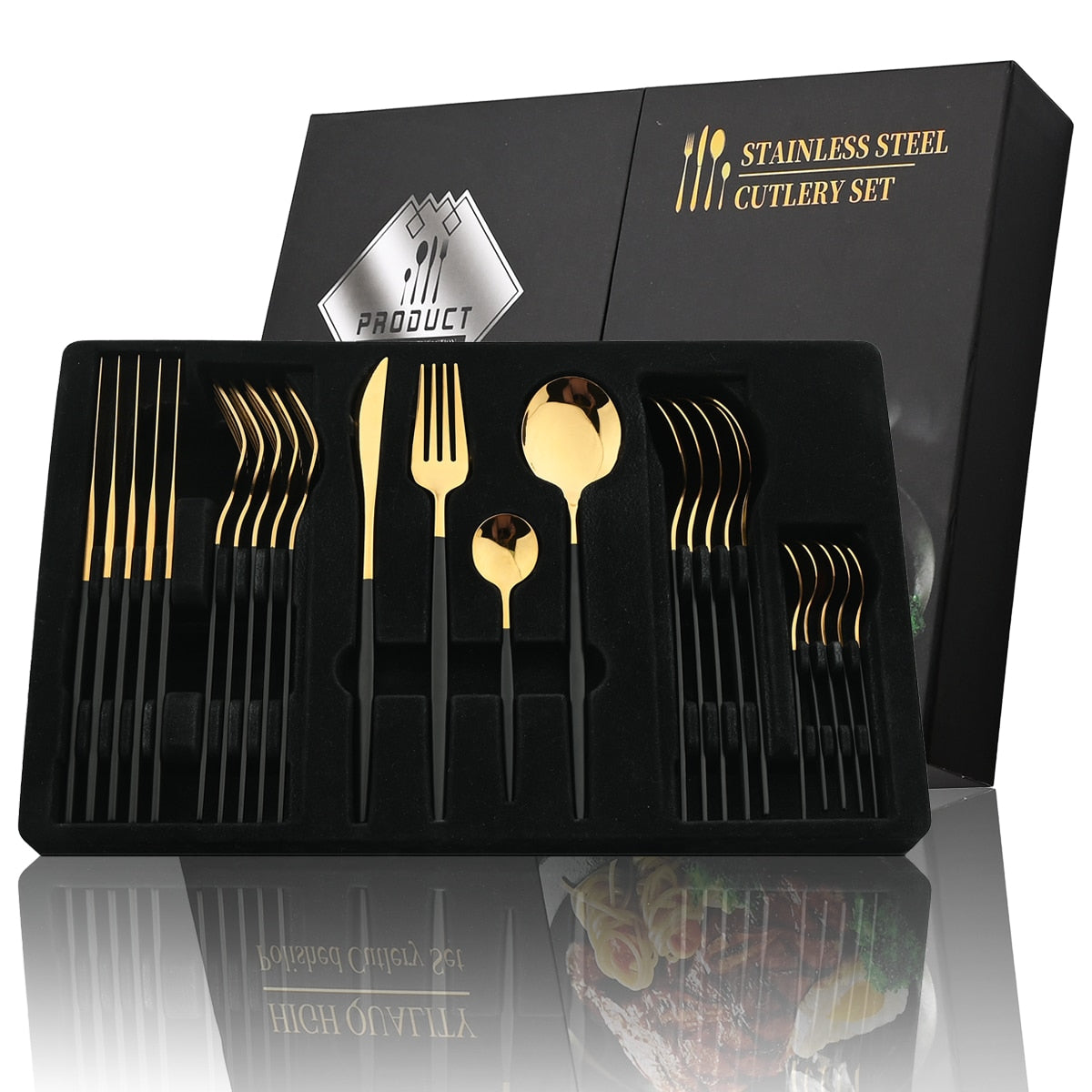 24Pcs Set Stainless Steel Knife Fork Spoon Dinner set