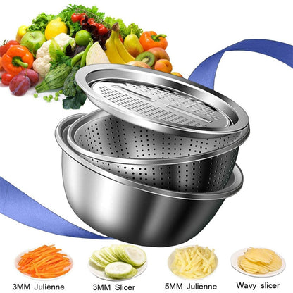 3 In 1 Vegetable Cutter, Drain Basket & Salad Maker